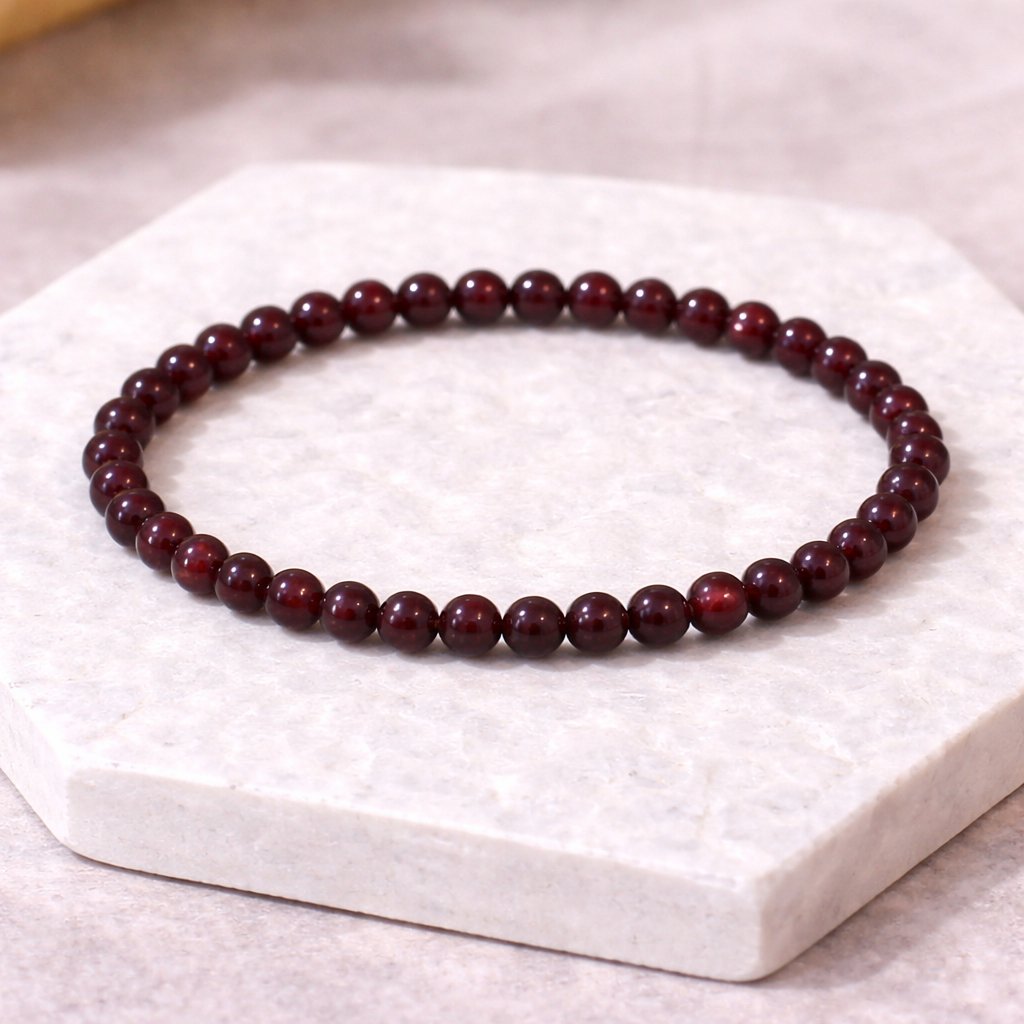 Red Garnet Gemstone 6mm Beaded Stretch Bracelet Healing Jewelry